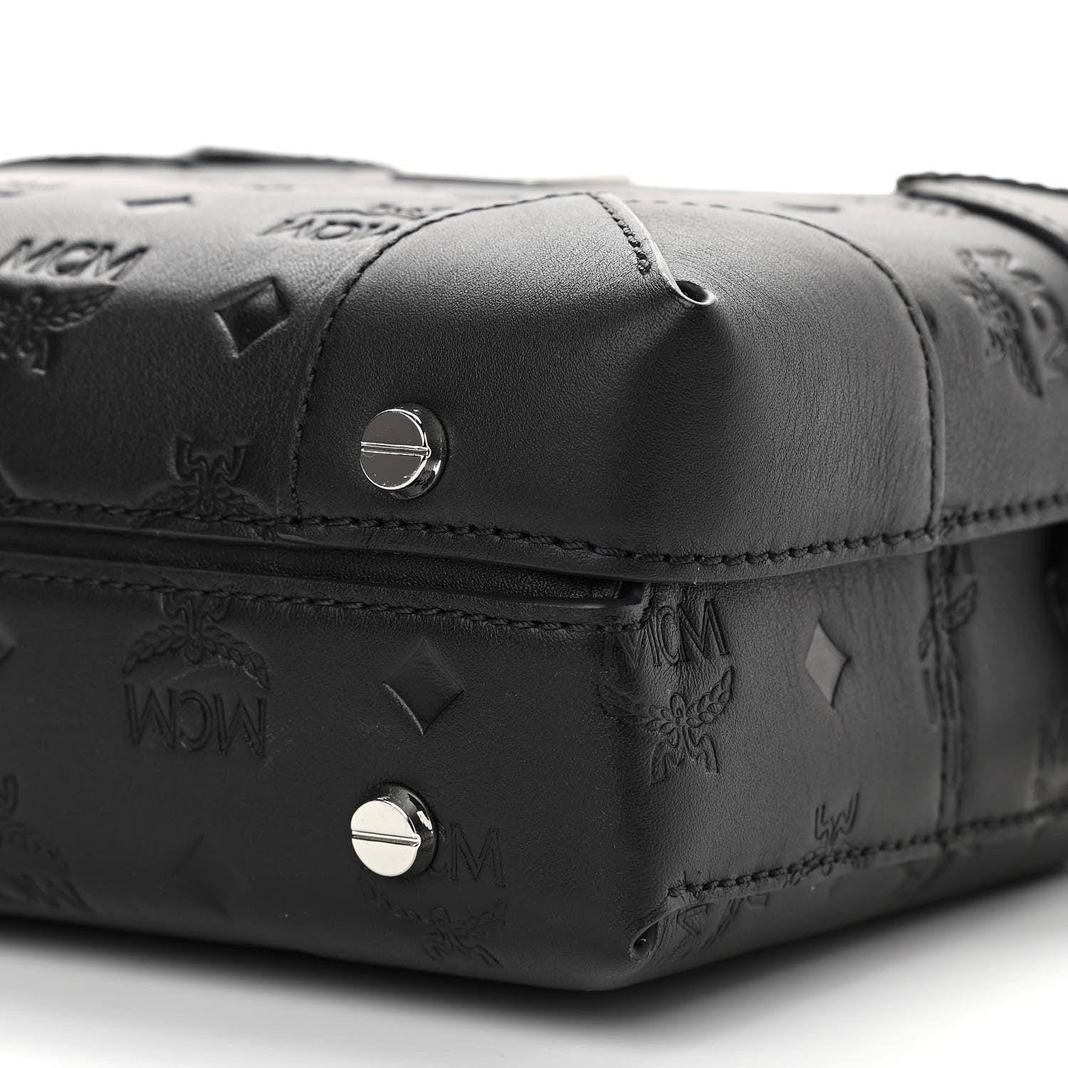 MCM Calfskin Ottomar Monogram Soft Berlin Crossbody Black 9 of 10
