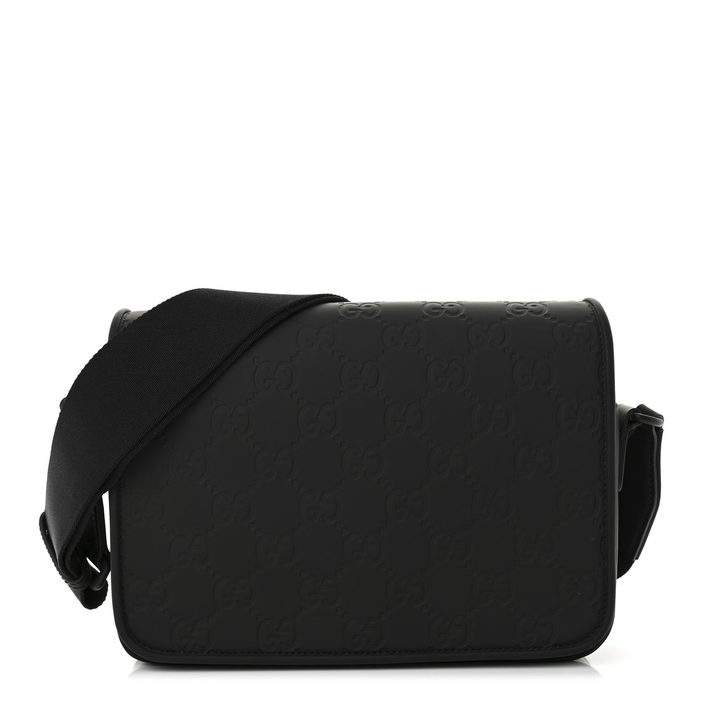 Rubber Effect Calfskin GG Medium Messenger Bag Black