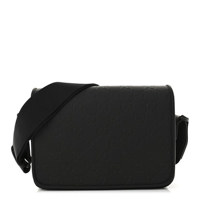 Gucci Rubber Effect Calfskin GG Medium Messenger Bag Black 1 of 10