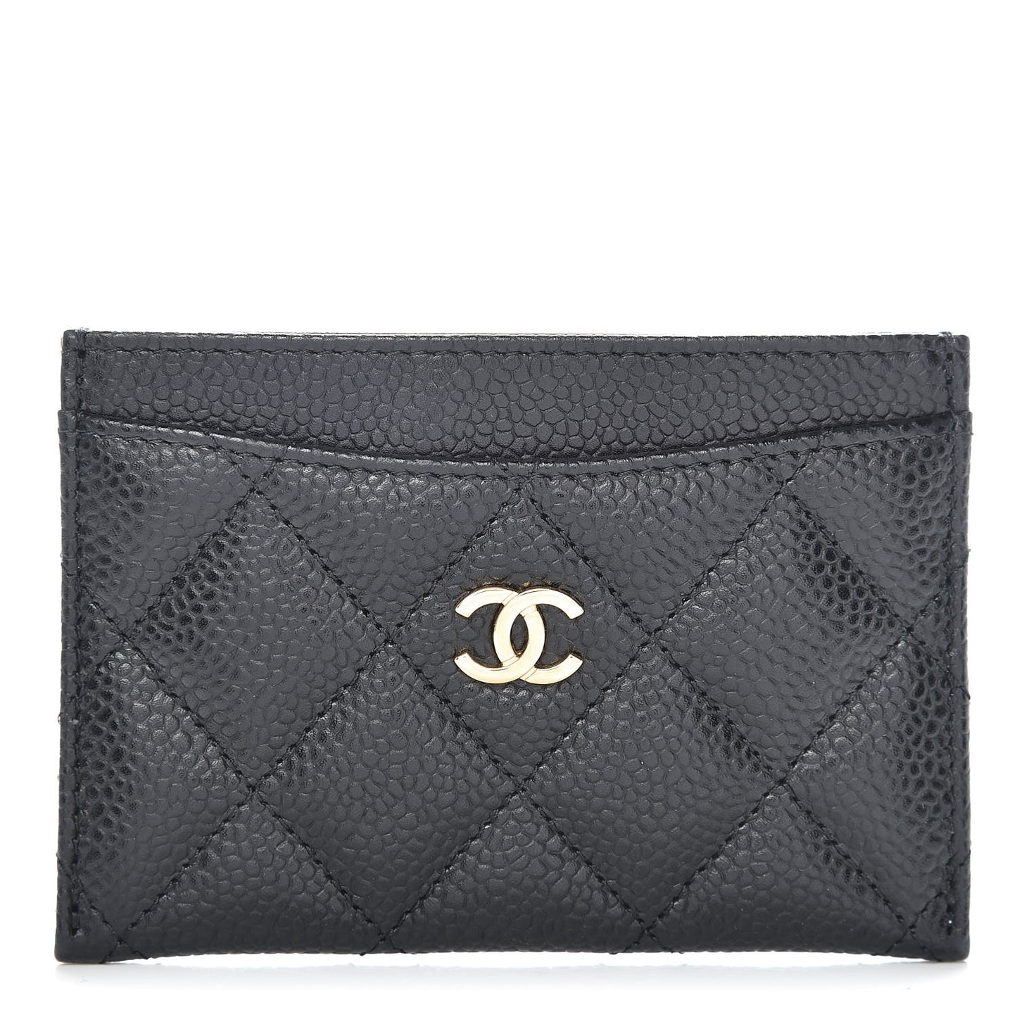 Caviar Quilted Card Holder Black