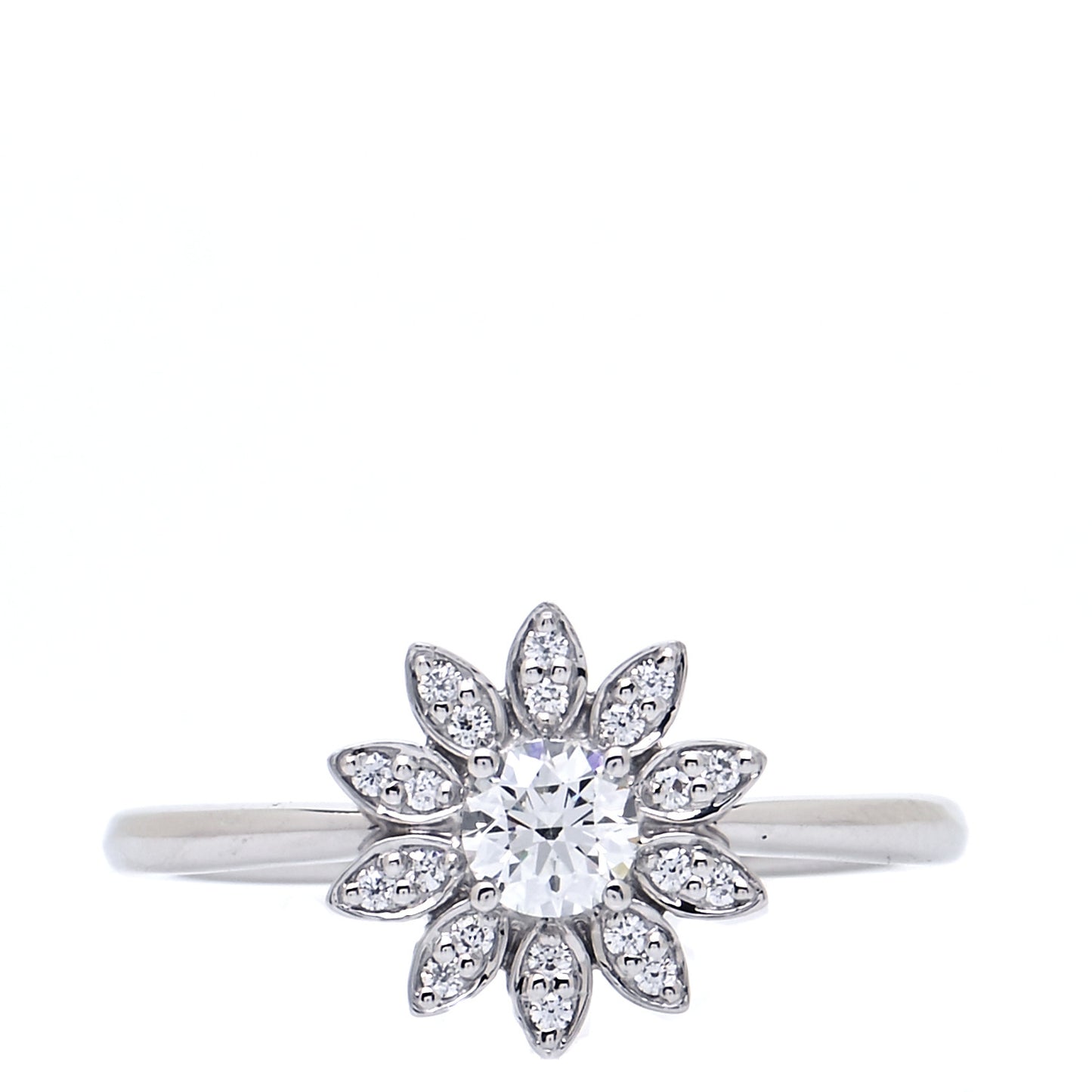 Platinum Diamond Enchant Garden Flower Ring 48 4.5
