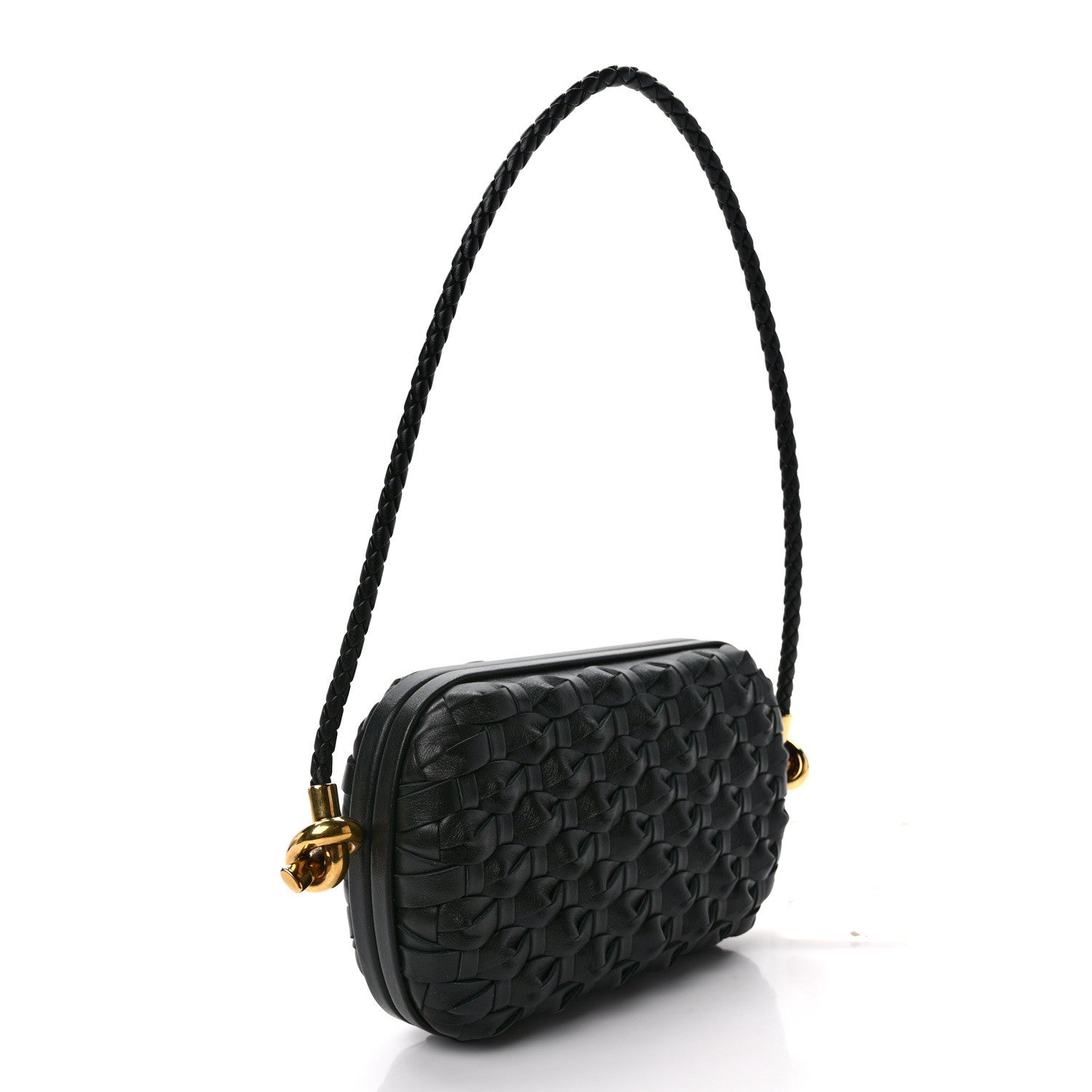 Bottega Veneta Grained Lambskin Intreccio Knot On Strap Dark Green 3 of 9