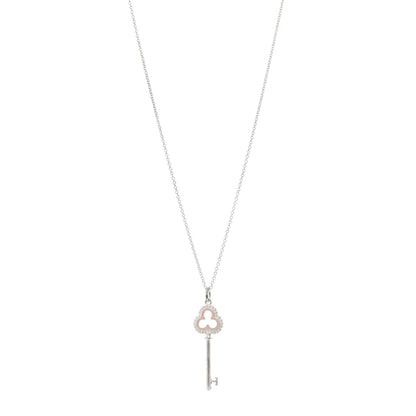 Tiffany Sterling Silver Enamel Trefoil Key Pendant Necklace  Pink 1 of 5