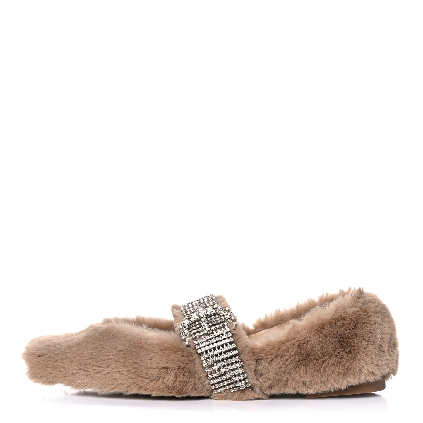 Faux Fur Crystal Krista Flats 41 Teddy