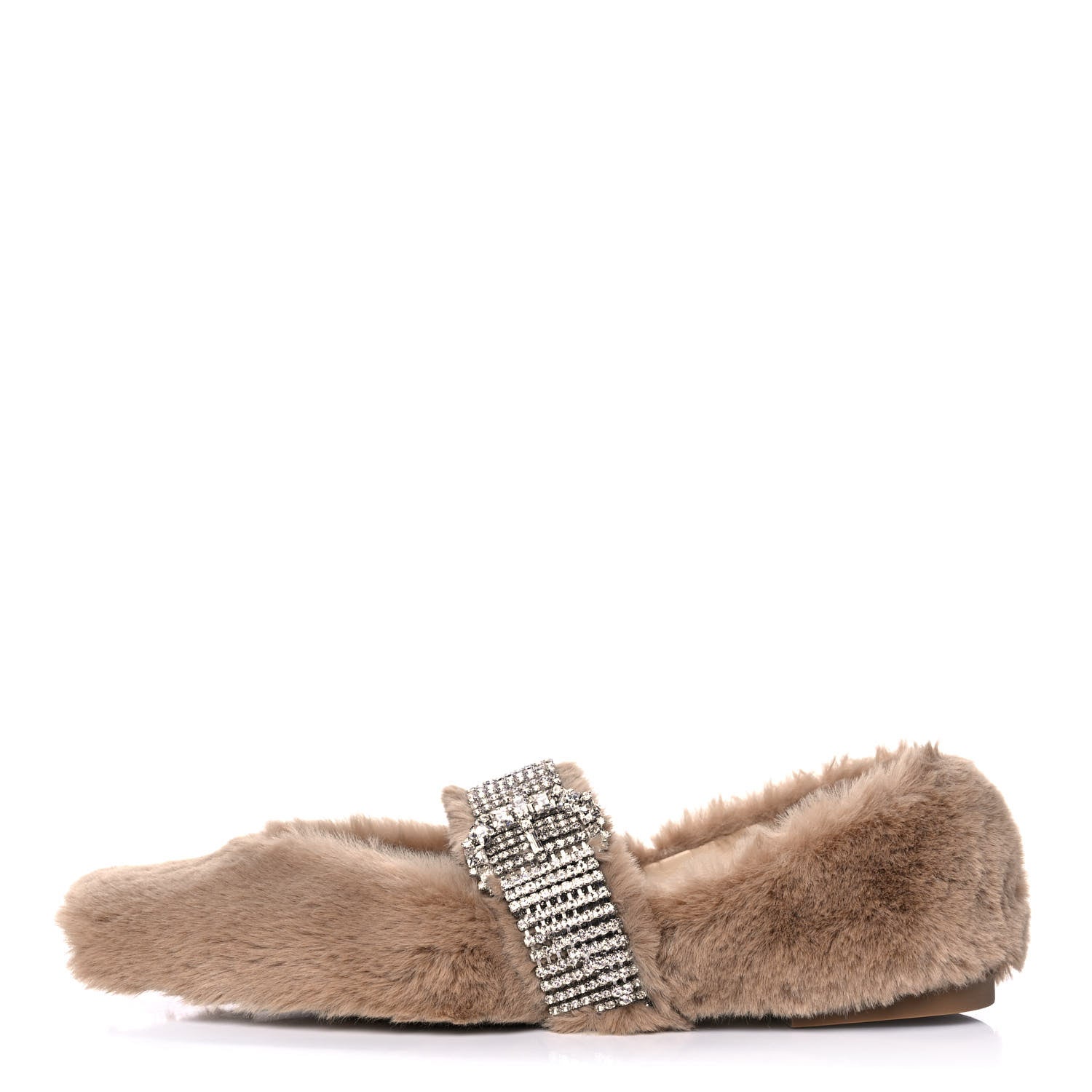 Jimmy Choo Faux Fur Crystal Krista Flats 41 Teddy 1 of 9