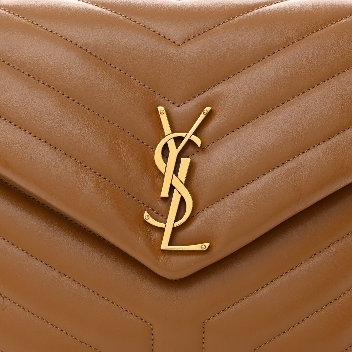 Saint Laurent Calfskin Y Quilted Monogram Medium Loulou Chain Satchel Dark Natural 8 of 13
