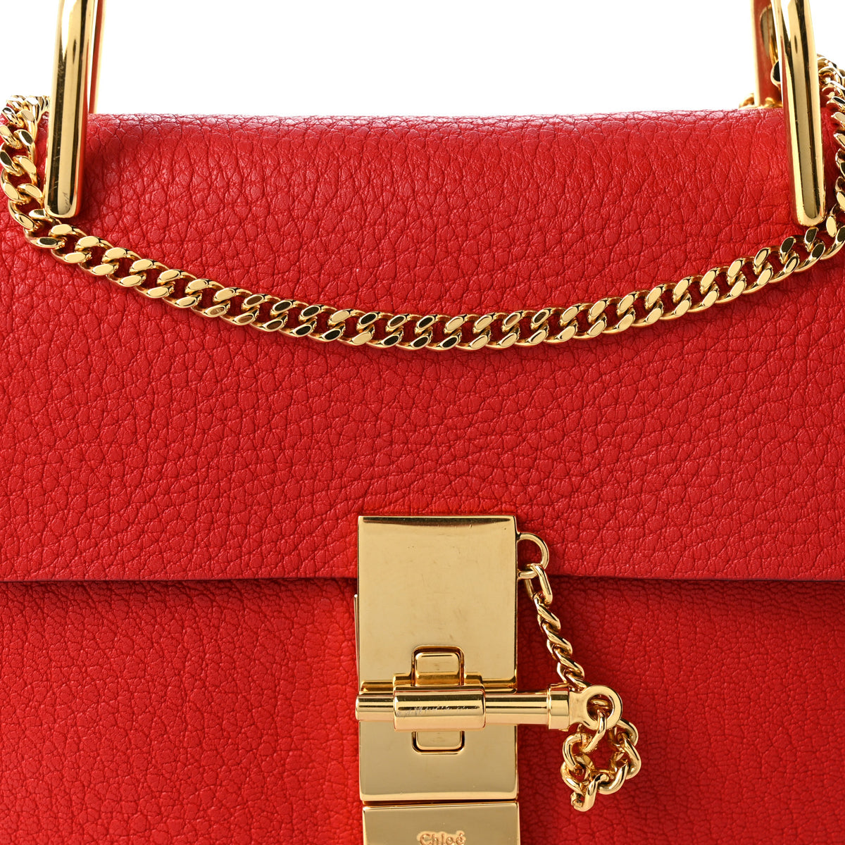 Chloe Grained Lambskin Drew Shoulder Bag Plaid Red 6 of 9