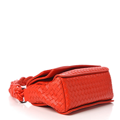 Bottega Veneta Nappa Intrecciato Braided Flap Shoulder Bag Cardinal 3 of 8