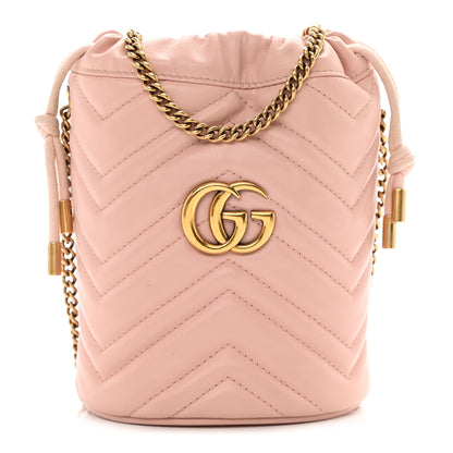 Gucci Calfskin Matelasse Mini GG Marmont 2.0 Bucket Bag Perfect Pink 1 of 8