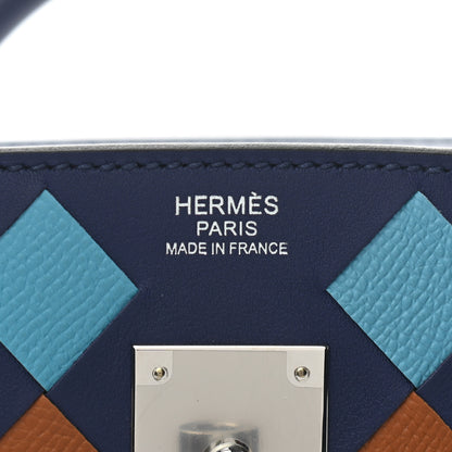 Hermes Swift Epsom Tressage Birkin 30 Bleu Encre Bleu Du Nord Gold 6 of 10