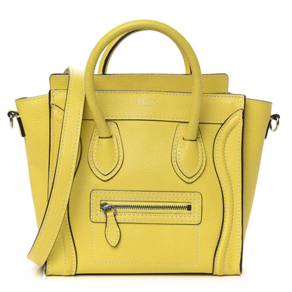 Celine Drummed Calfskin Nano Luggage Citron 1 of 10