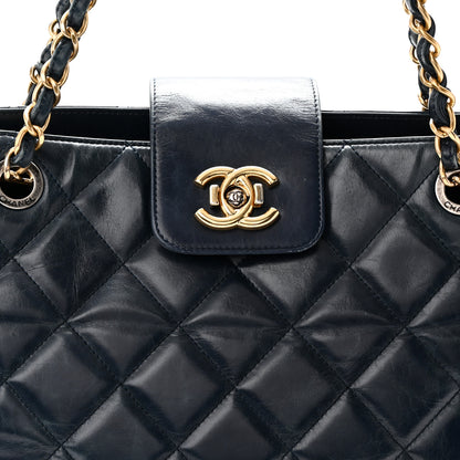 Chanel Glazed Calfskin Quilted Daily Walk Tote Navy 8 of 10
