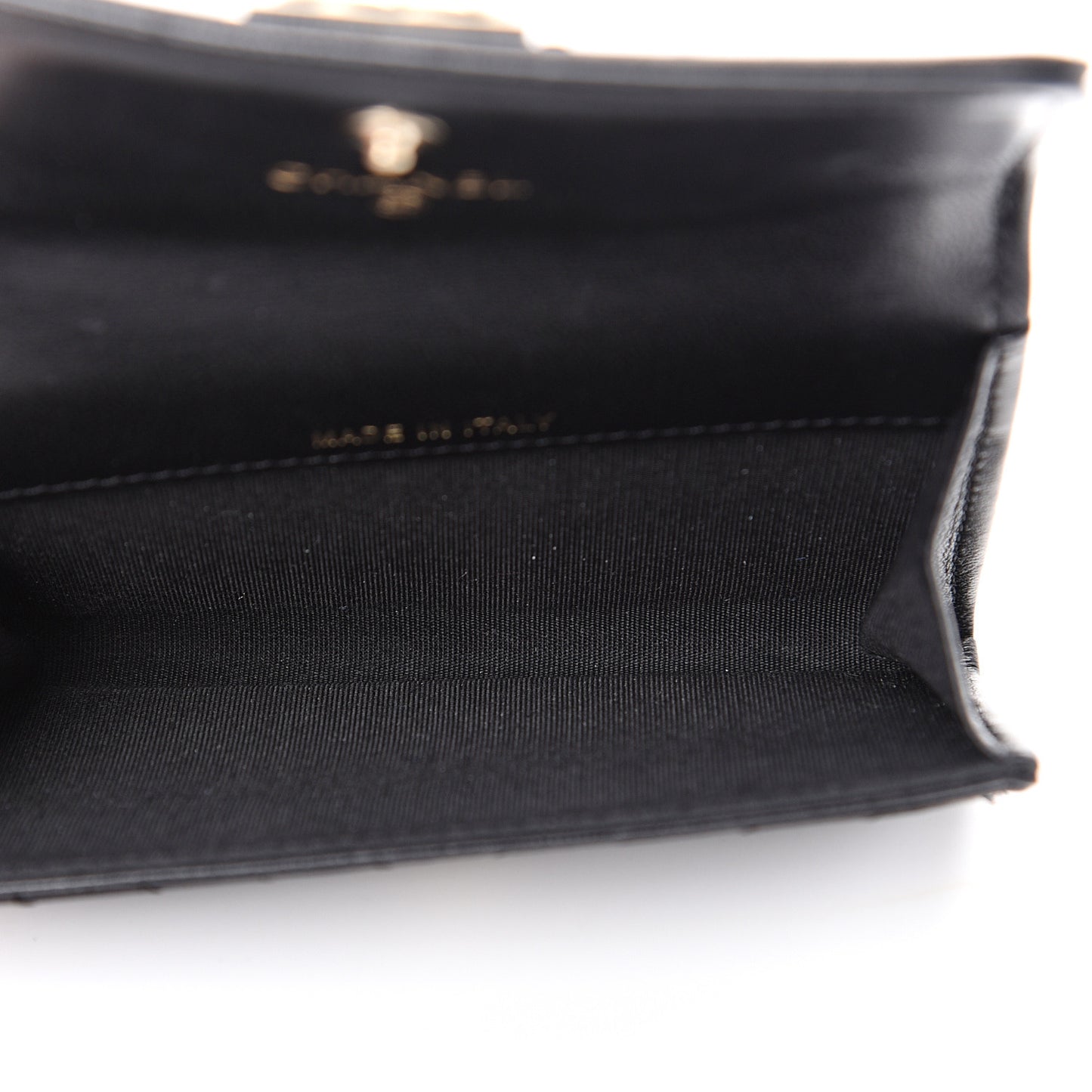 Lambskin Chevron Quilted Boy Card Holder Wallet Black