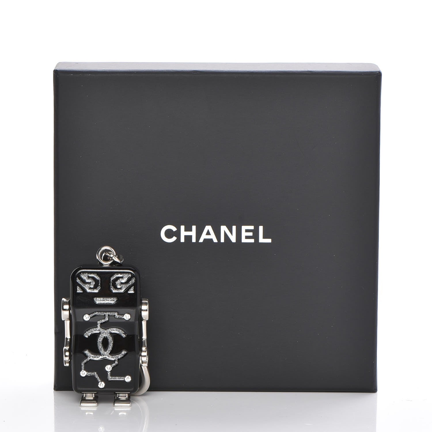 Chanel Resin Crystal CC Robot Bag Charm Black 4 of 4