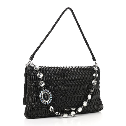 Miu Miu Nappa Matelasse Crystal Flap Clutch Black 3 of 8