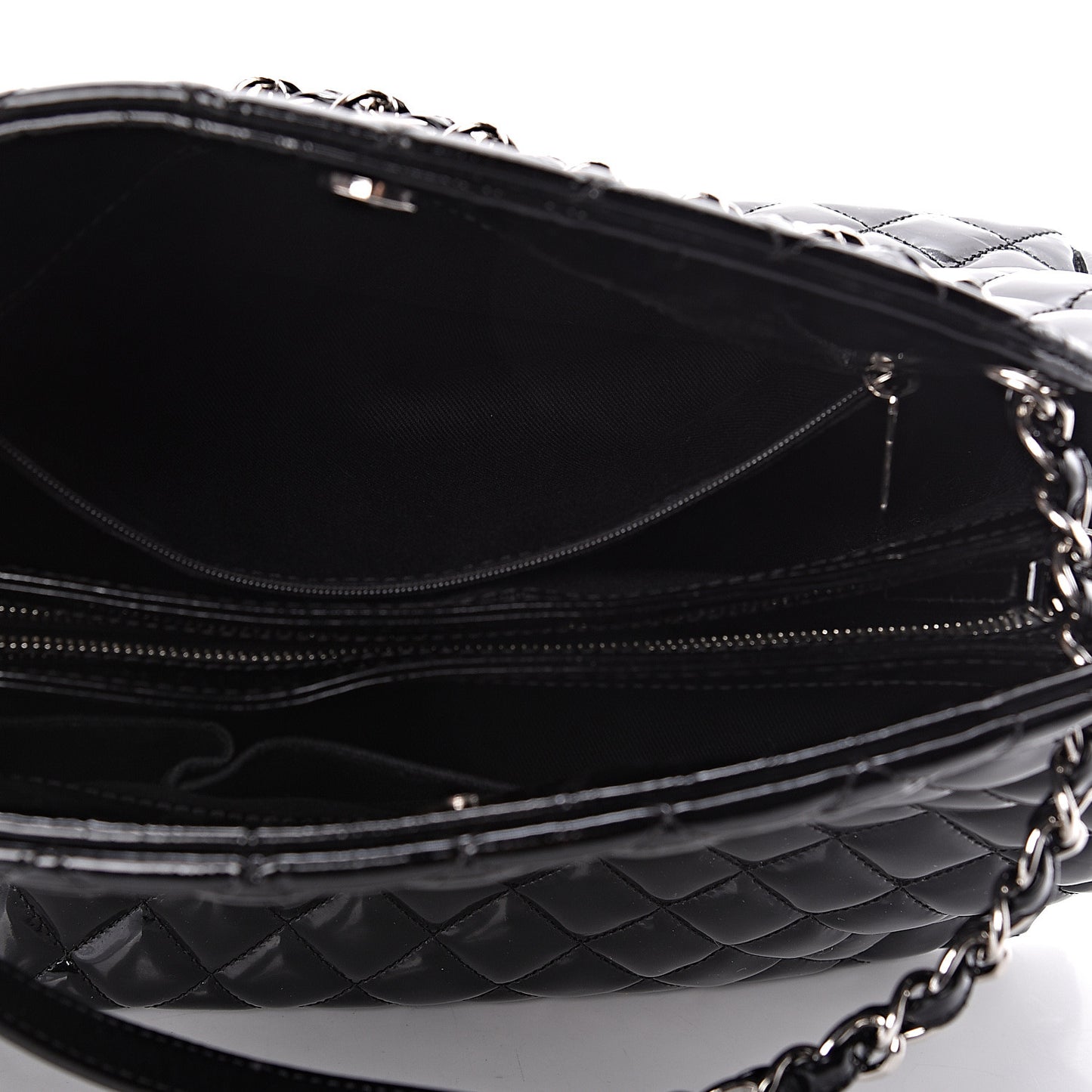 Patent Quilted Large Just Mademoiselle Bowling Bag Black