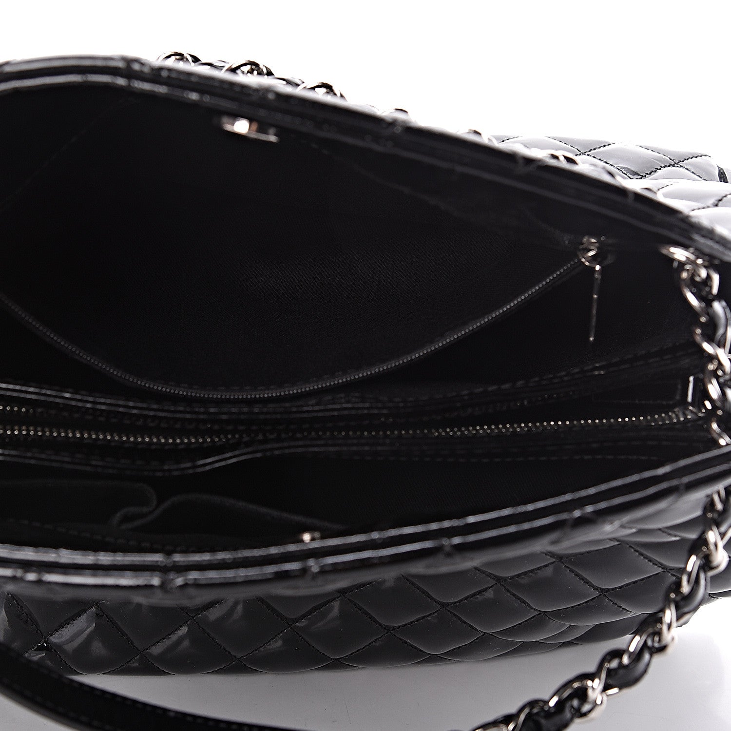 Chanel Patent Quilted Large Just Mademoiselle Bowling Bag Black 5 of 10