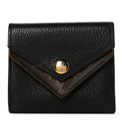 Louis Vuitton Grained Calfskin Monogram Double V Compact Wallet Black 1 of 9