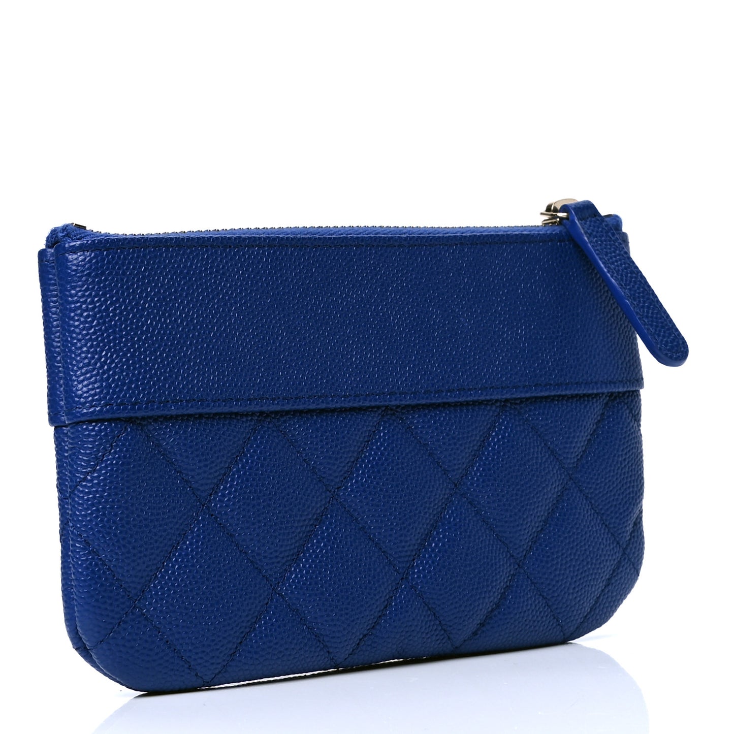 Caviar Quilted Small Vintage Mademoiselle Cosmetic Case Dark Blue