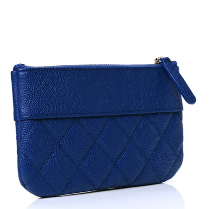 Chanel Caviar Quilted Small Vintage Mademoiselle Cosmetic Case Dark Blue 2 of 4