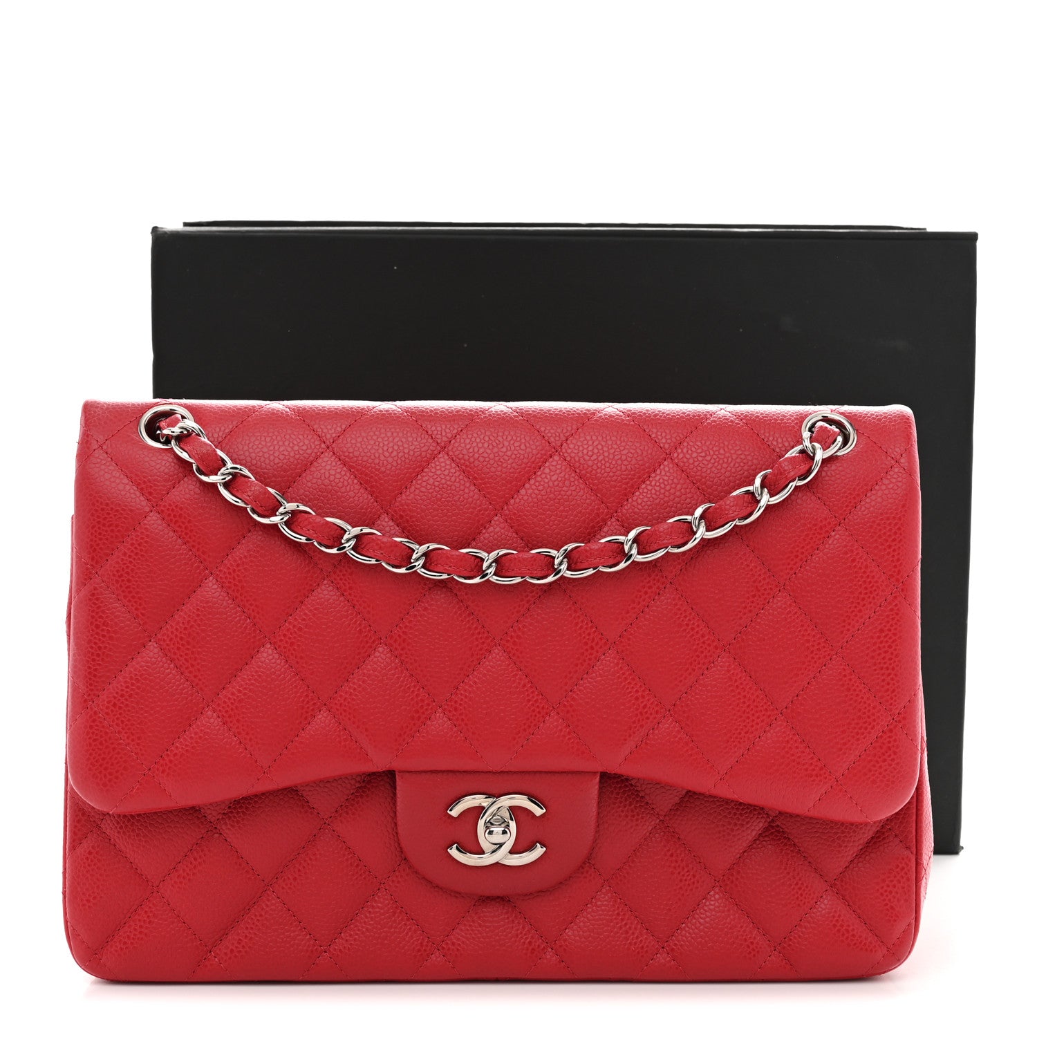 Chanel Caviar Quilted Jumbo Double Flap Red 11 of 11