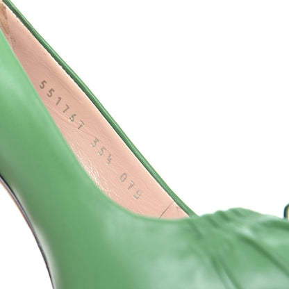 Gucci Nappa Bow High Heel Pumps 35.5 New Shamarock 10 of 11