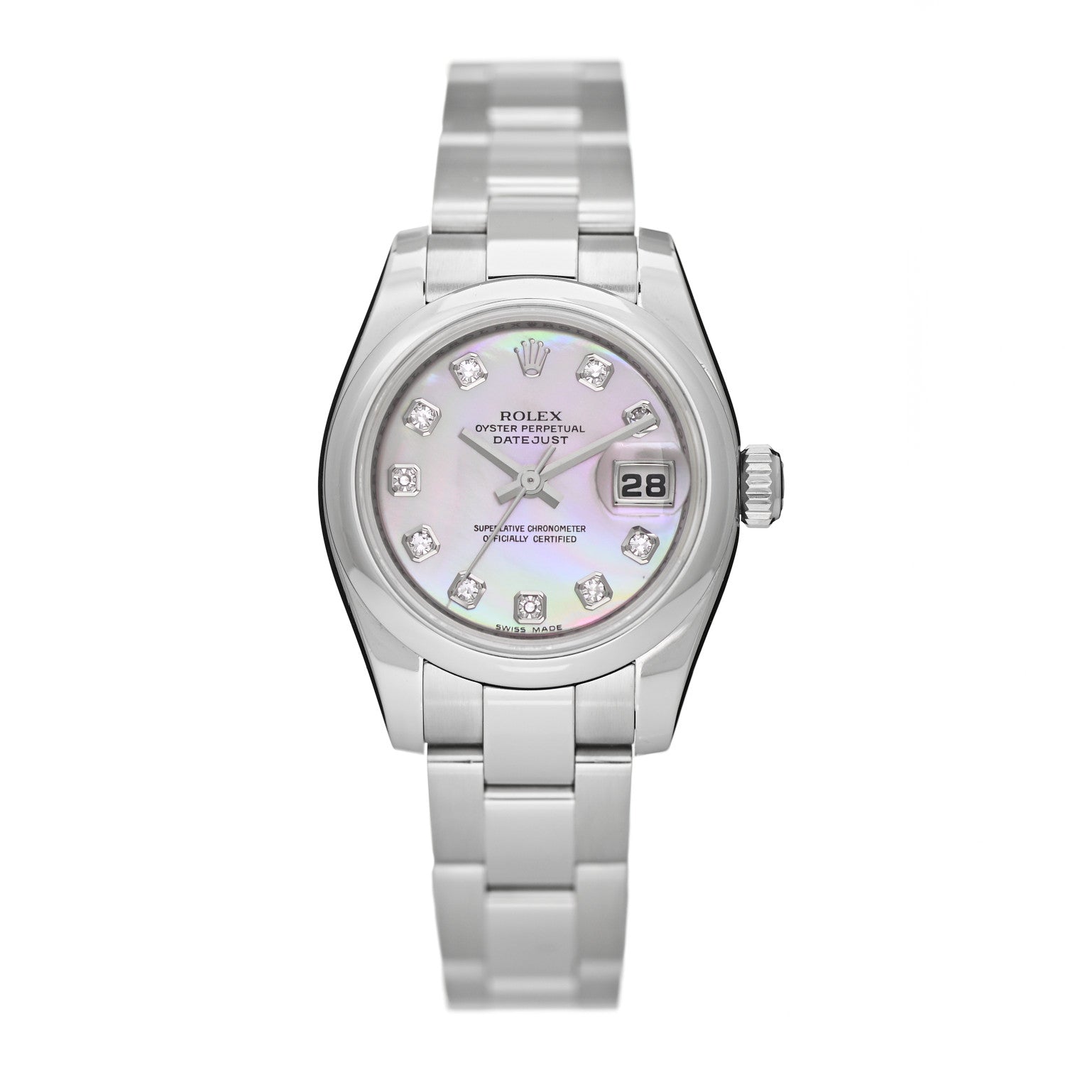 Rolex Stainless Steel Diamond Pink Mother of Pearl 26mm Oyster Perpetual Datejust Watch 179160 1 of 5
