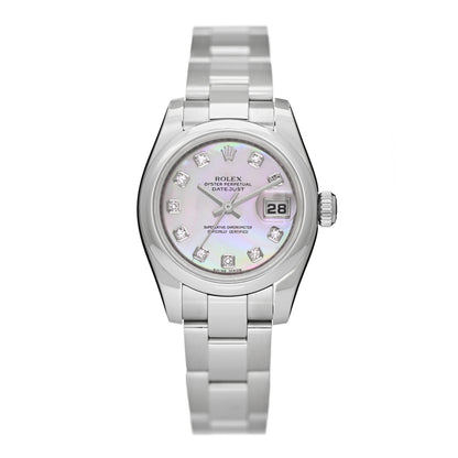 Rolex Stainless Steel Diamond Pink Mother of Pearl 26mm Oyster Perpetual Datejust Watch 179160 1 of 5