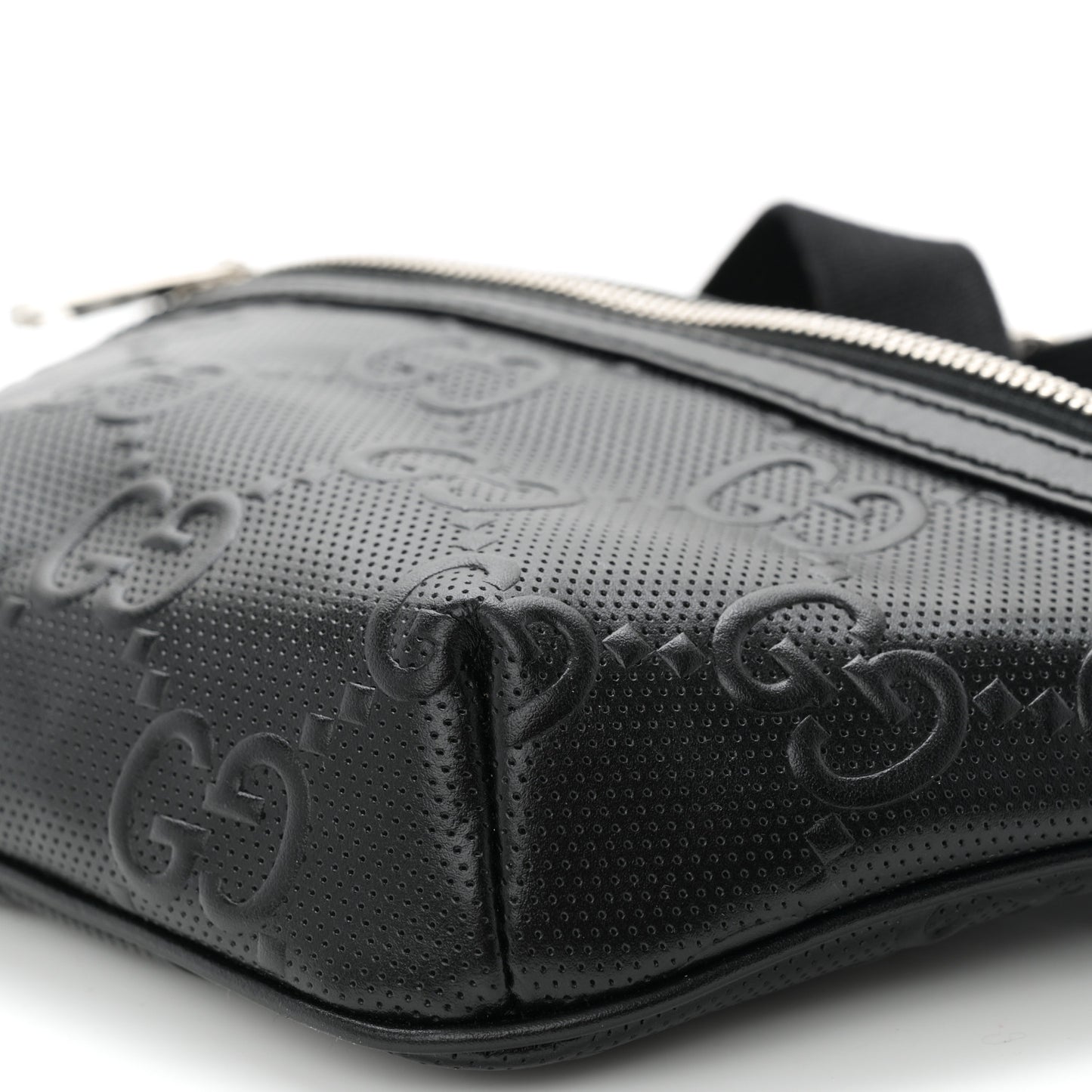 Calfskin GG Tennis Embossed Belt Bag Black
