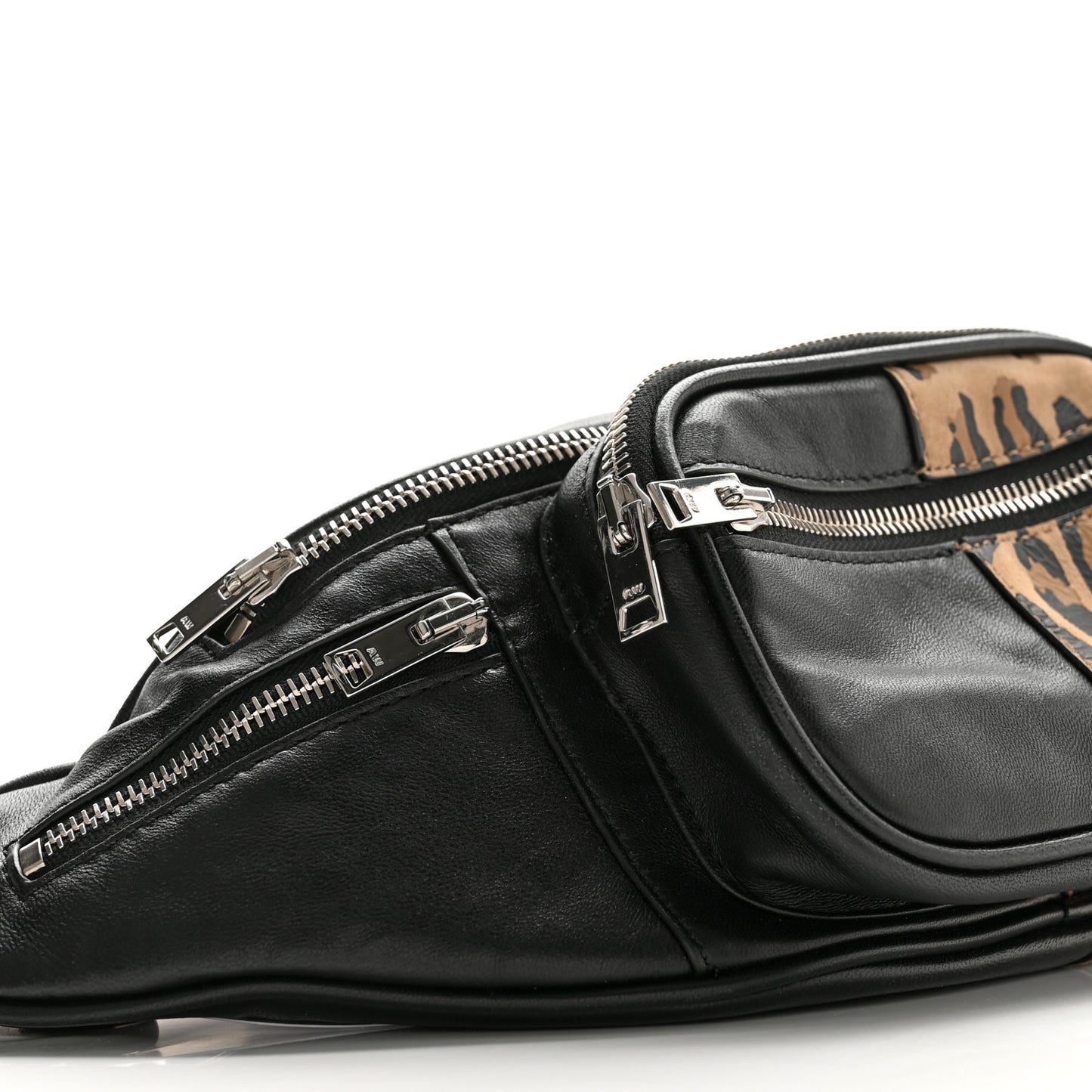 Lambskin Suede Leopard Attica Belt Bag Black