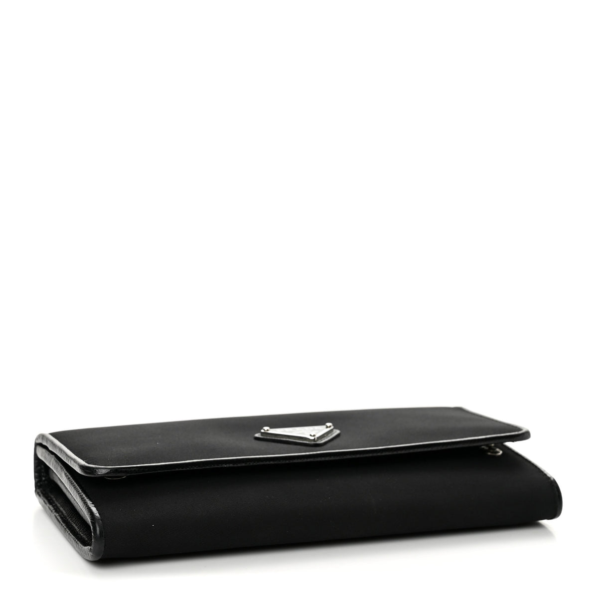 Tessuto Saffiano Triangle Logo Continental Flap Travel Wallet Black