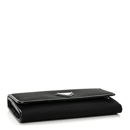 Prada Tessuto Saffiano Triangle Logo Continental Flap Travel Wallet Black 4 of 12
