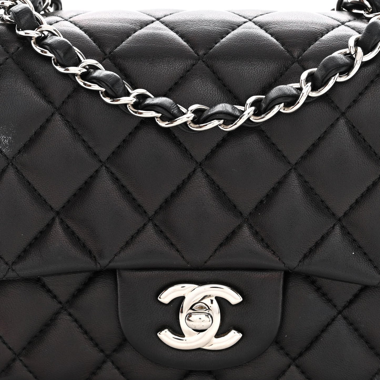 Lambskin Quilted Mini Square Flap Black