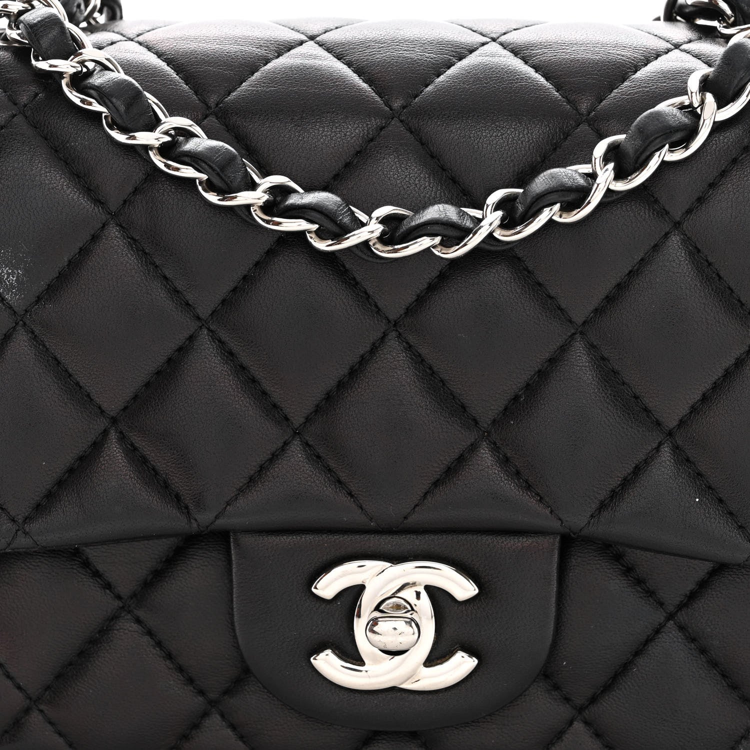 Chanel Lambskin Quilted Mini Square Flap Black 7 of 10