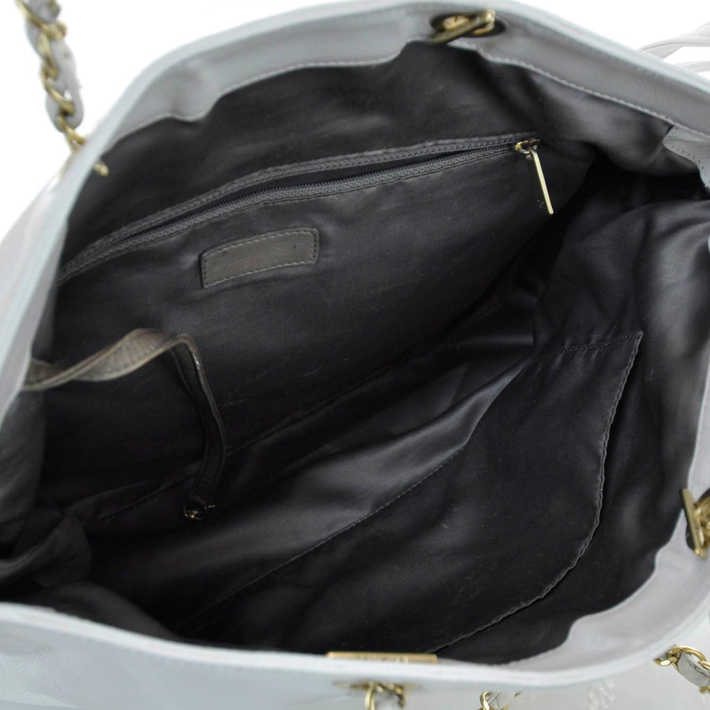Leather Metal Mosaic Shoulder Bag White