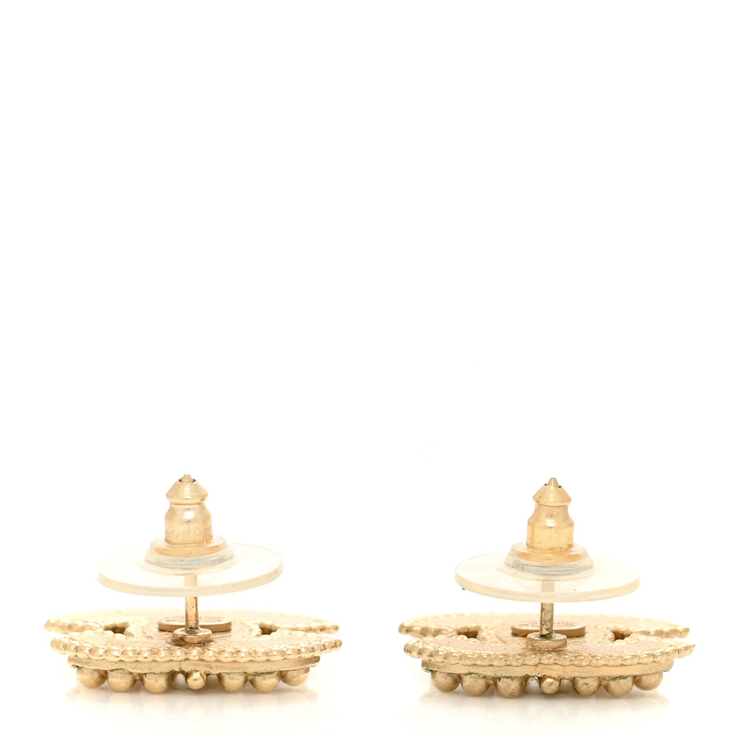 Chanel Metal Pearl CC Earrings Gold 3 of 4