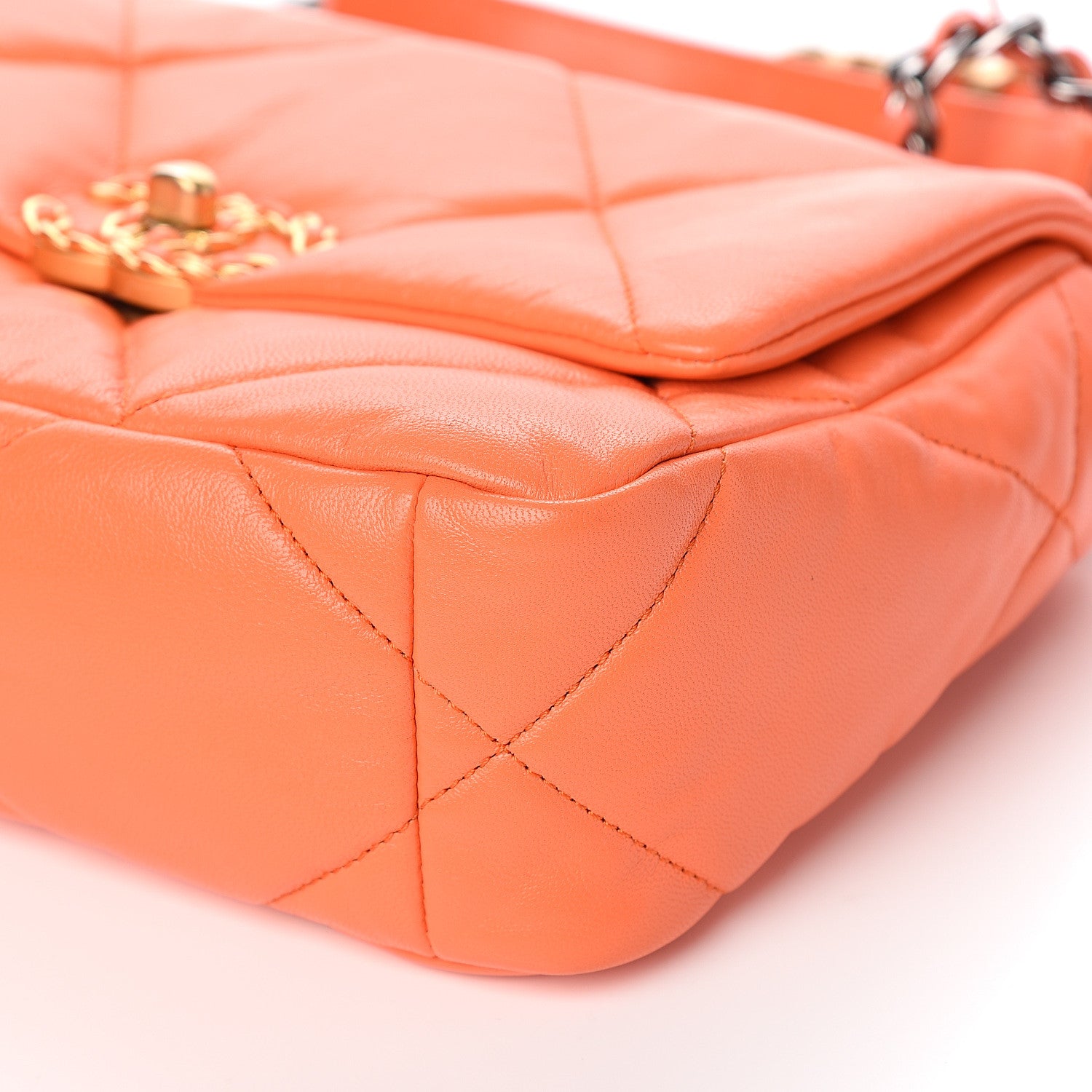 Chanel Goatskin Quilted Medium 19 Flap Orange 8 of 10