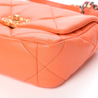 Chanel Goatskin Quilted Medium 19 Flap Orange 8 of 10