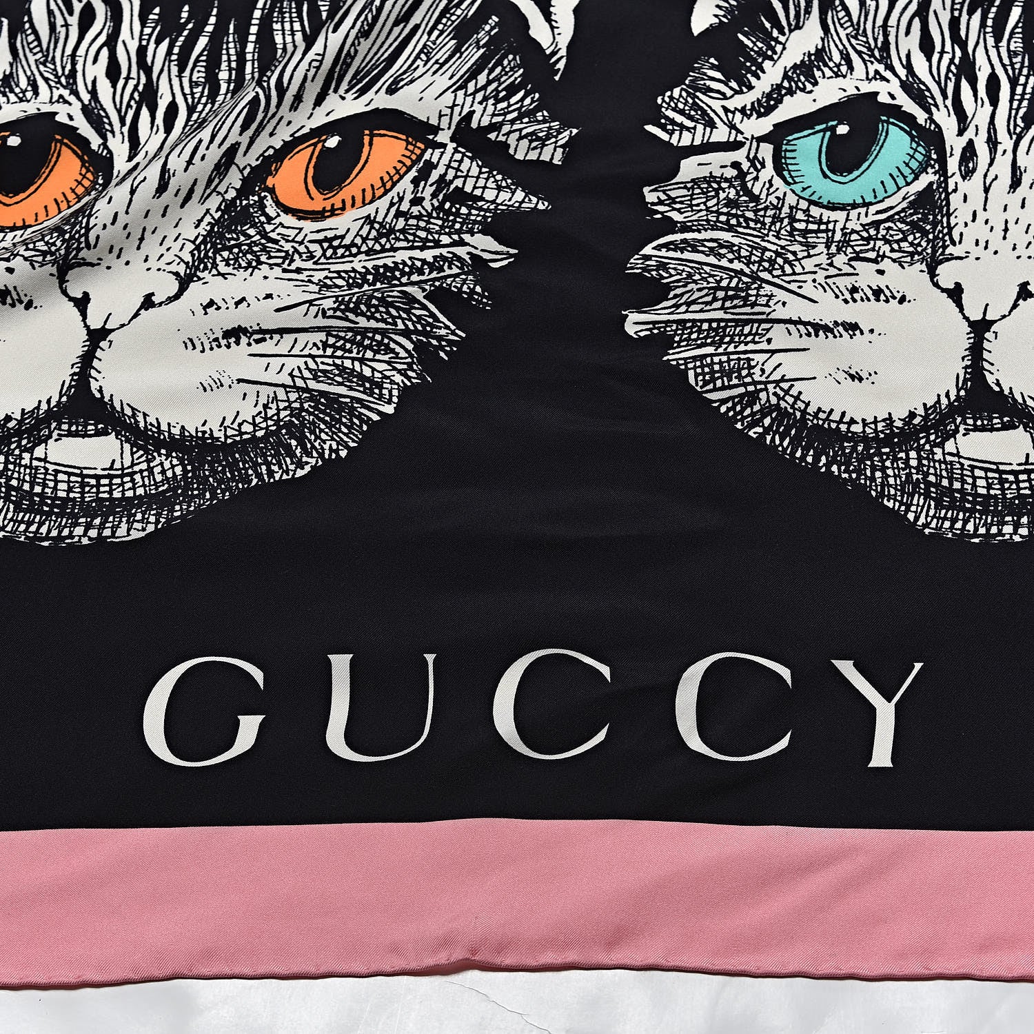 Gucci Silk Mystic Cat Square Scarf Black 4 of 5