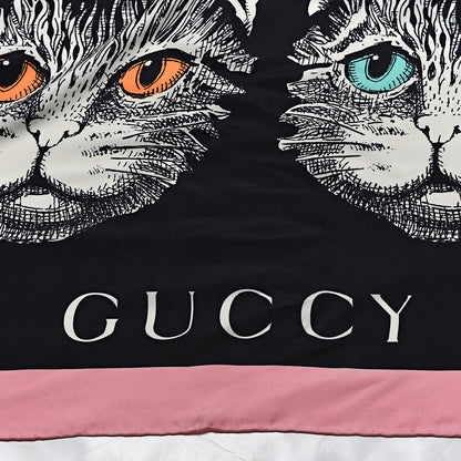 Gucci Silk Mystic Cat Square Scarf Black 4 of 5