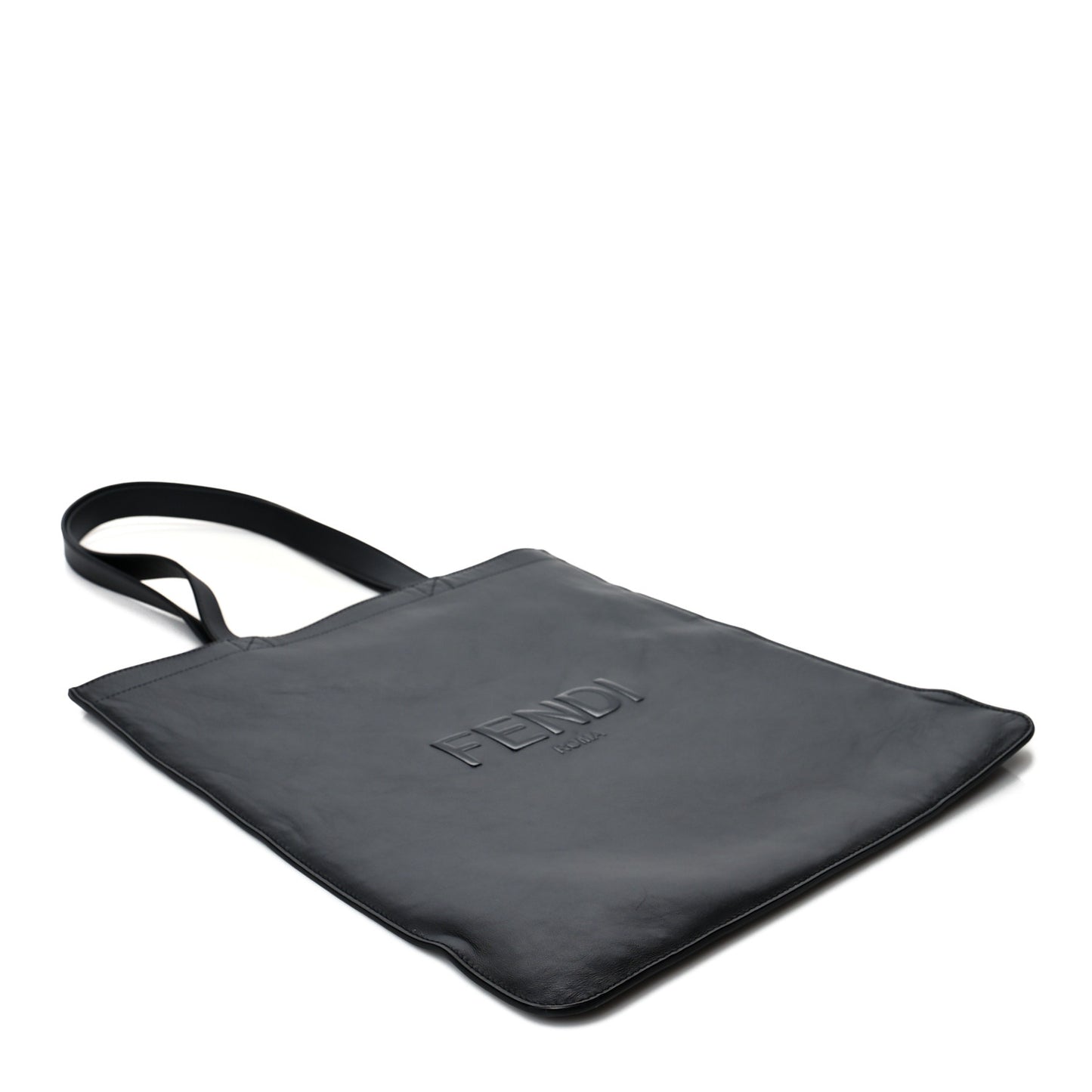 Vitello Grace Light Logo Fendi Pack Flat Shopping Tote Black