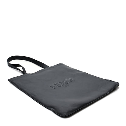 Fendi Vitello Grace Light Logo Fendi Pack Flat Shopping Tote Black 3 of 13