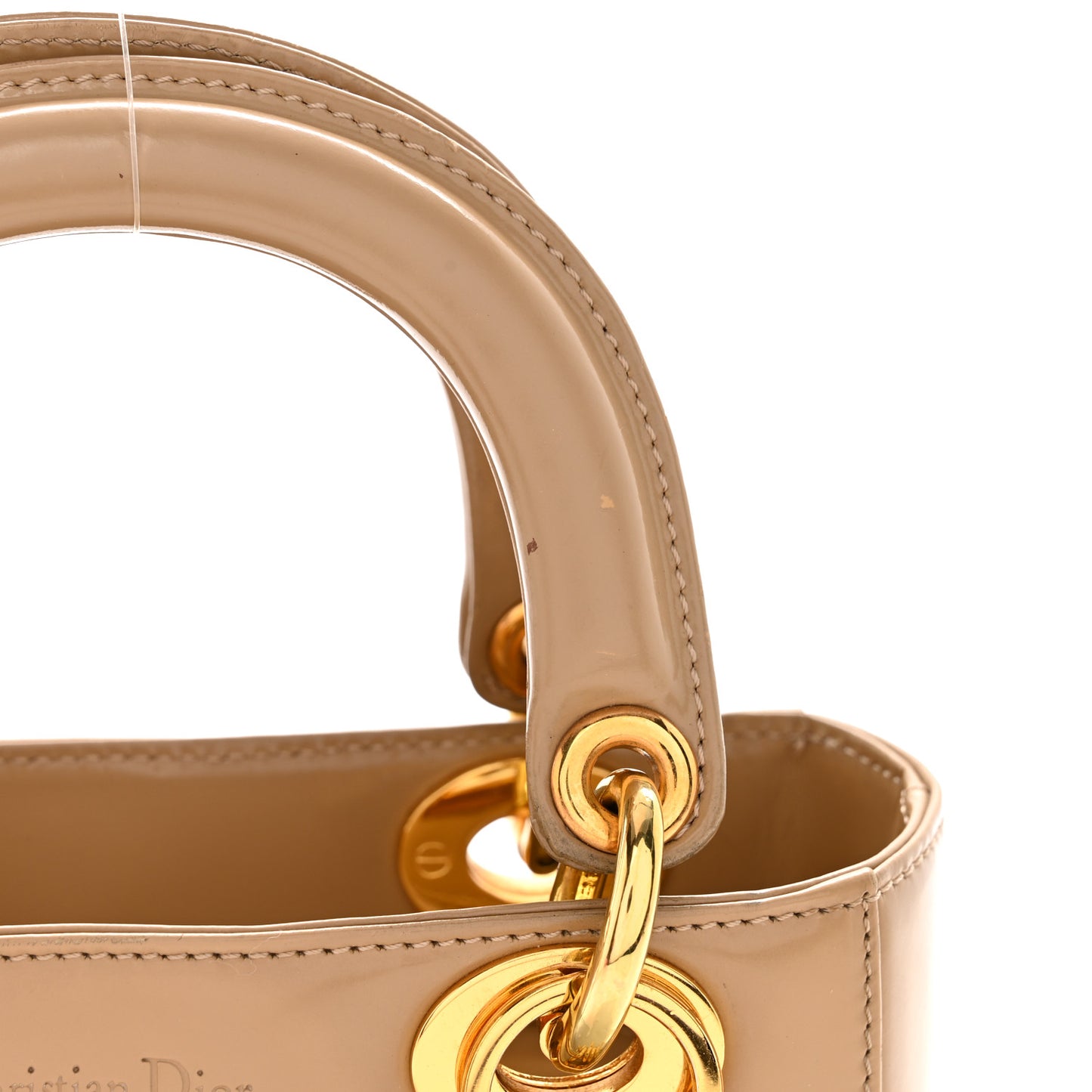 Patent Mini Lady Dior Beige