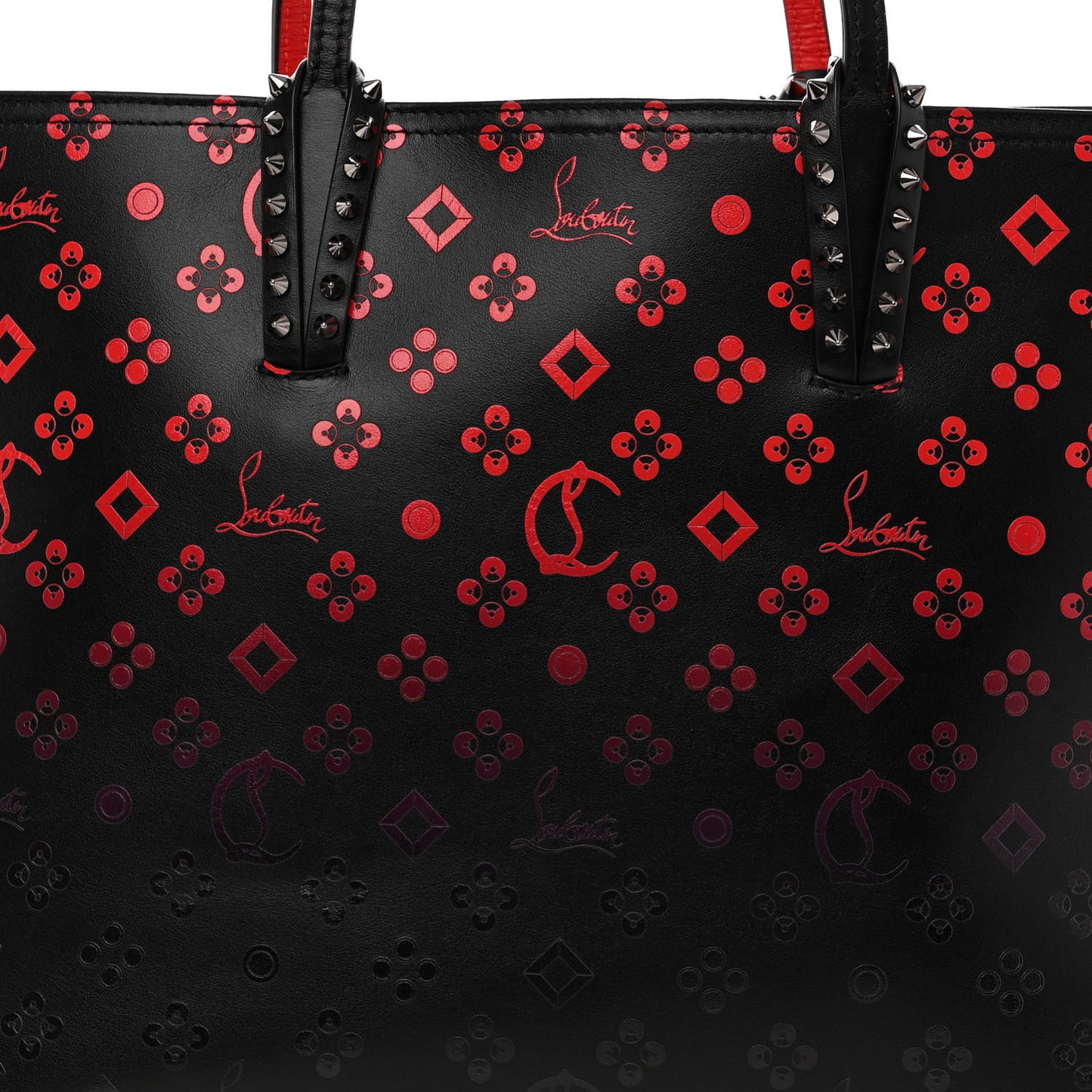 Perforated Calfskin Degrade Loubinthesky East West Cabata Tote Black Red