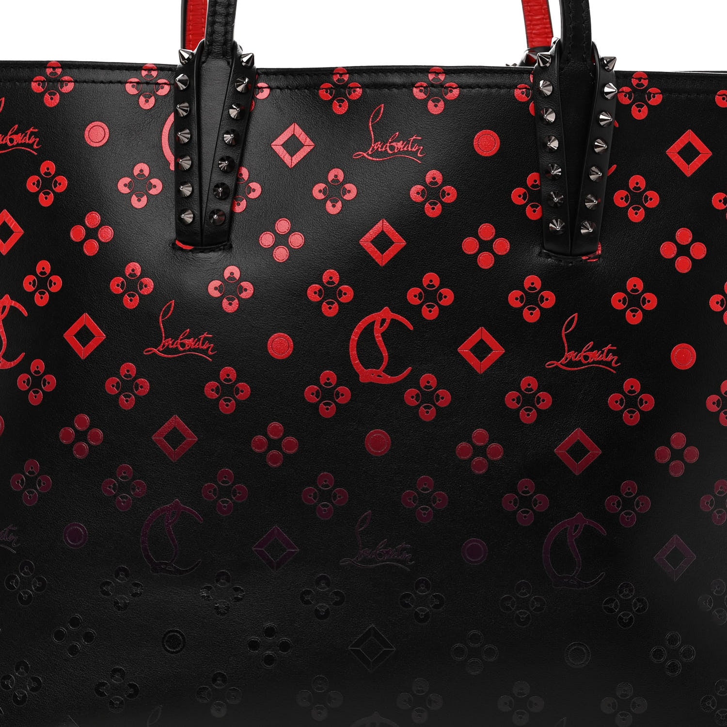 Christian Louboutin Perforated Calfskin Degrade Loubinthesky East West Cabata Tote Black Red 8 of 10