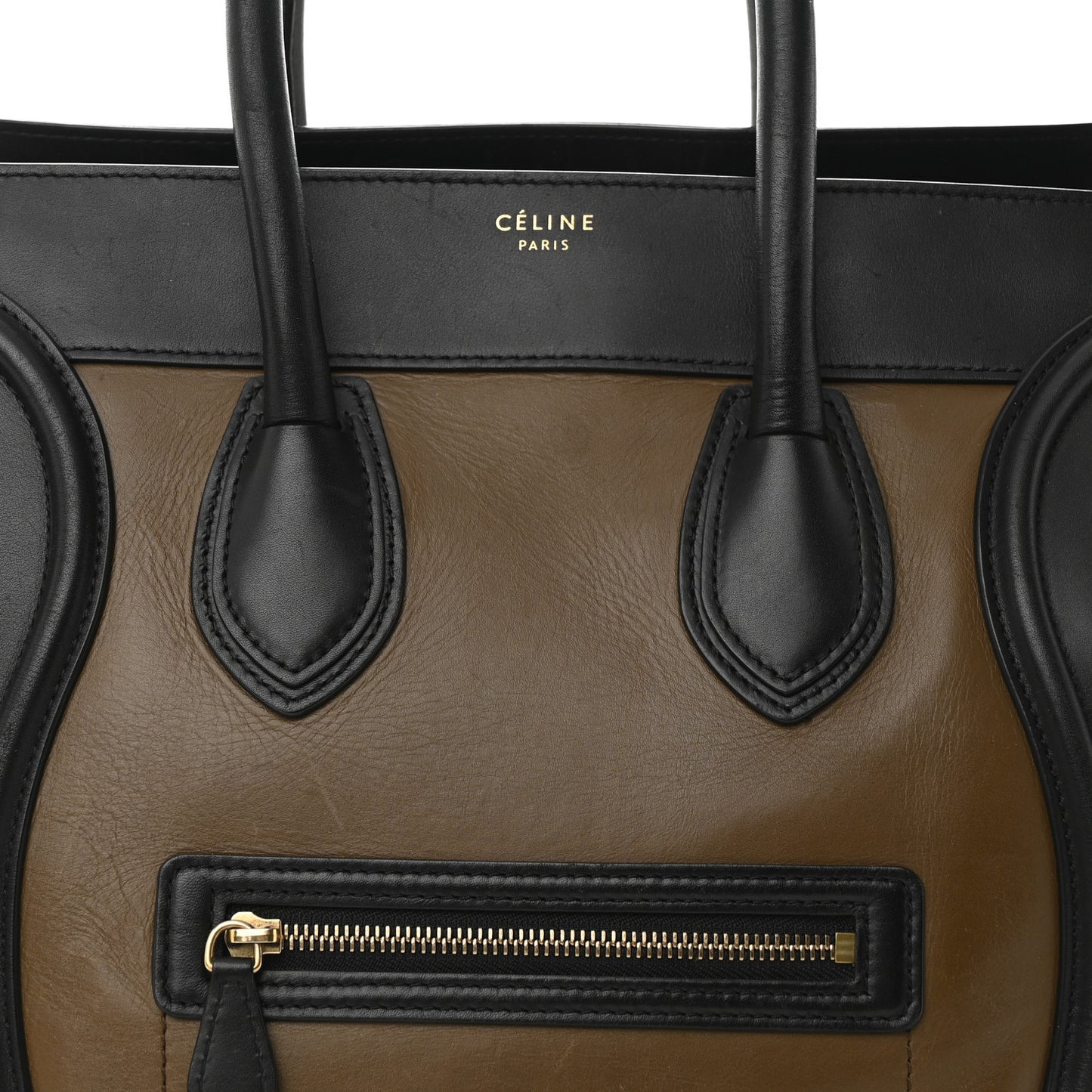 Satin Calfskin Suede Mini Tri-Color Luggage Olive