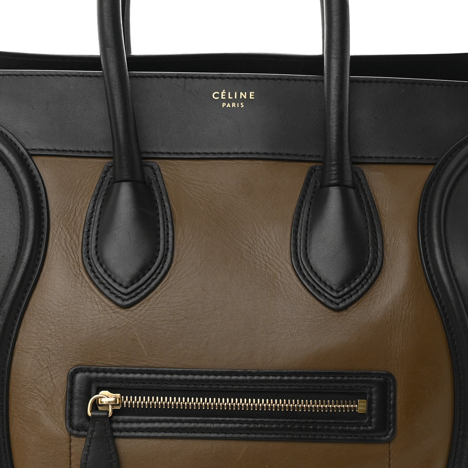 Celine Satin Calfskin Suede Mini Tri-Color Luggage Olive 7 of 15