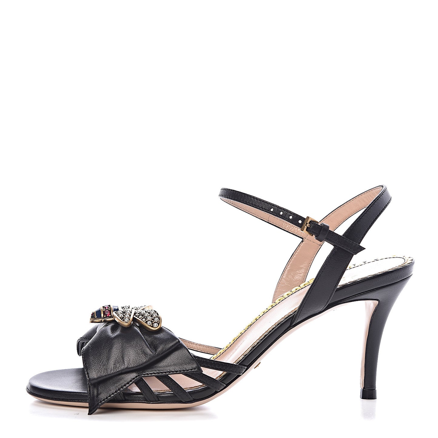 Nappa Queen Margaret Mid Heel Sandals 37.5 Black