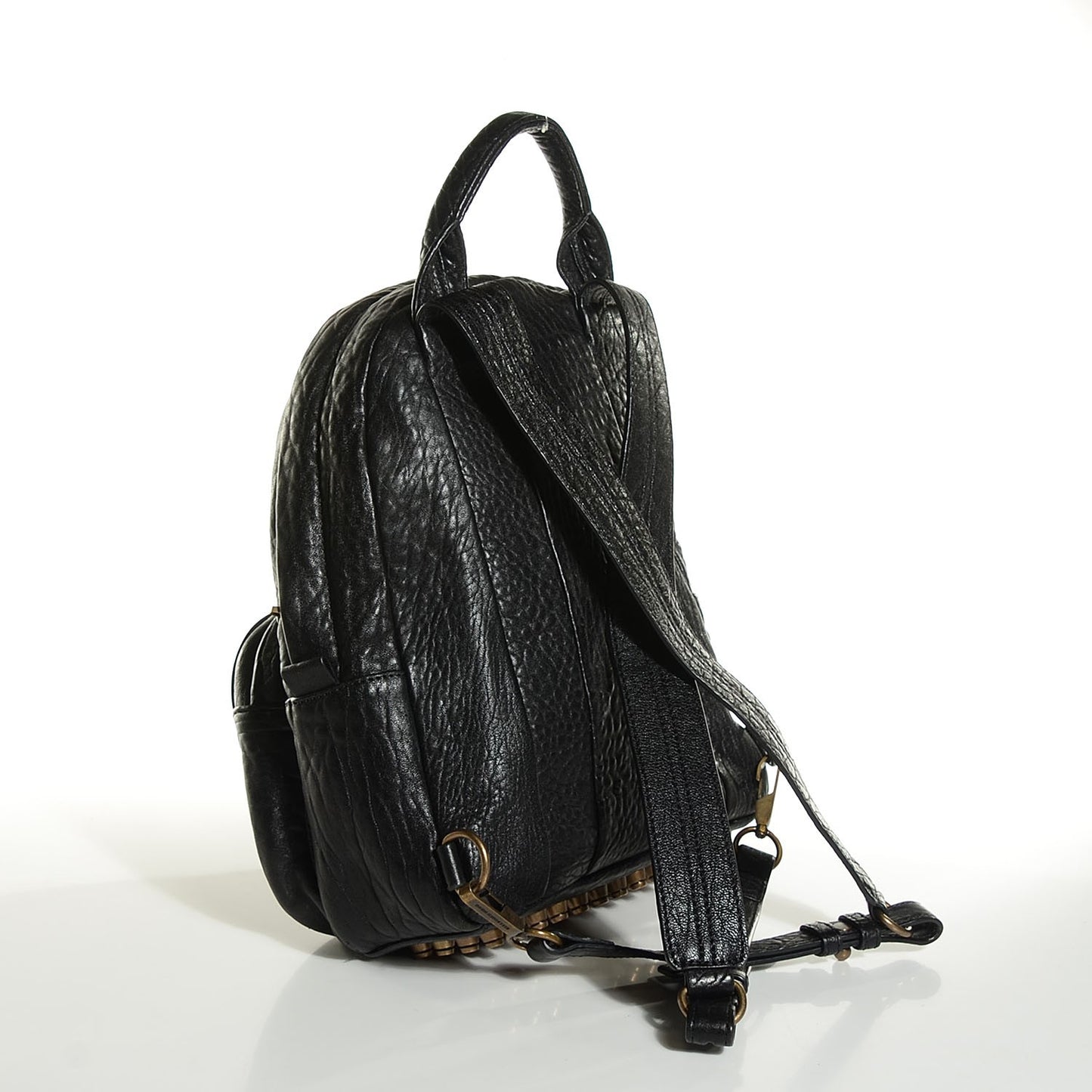 Pebbled Lambskin Dumbo Backpack Black Antique Brass Hardware