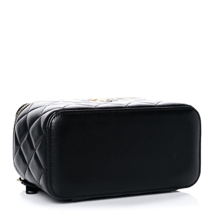 Chanel Lambskin Quilted Small Top Handle Vanity Case With Chain Black 4 of 14
